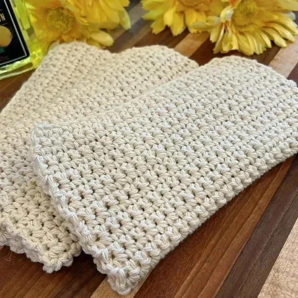100% Cotton Handmade Washcloths - Set of 3
